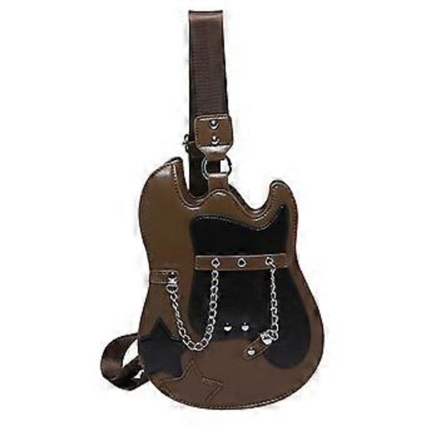 Axelväska för kvinnor, lättviktsgåva, gitarrformad crossbody-väska för födelsedag, arbete (brun)
