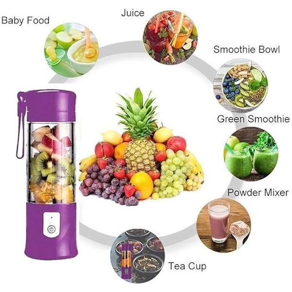 Bærbar USB-genopladelig frugtblender, minblender til smoothie