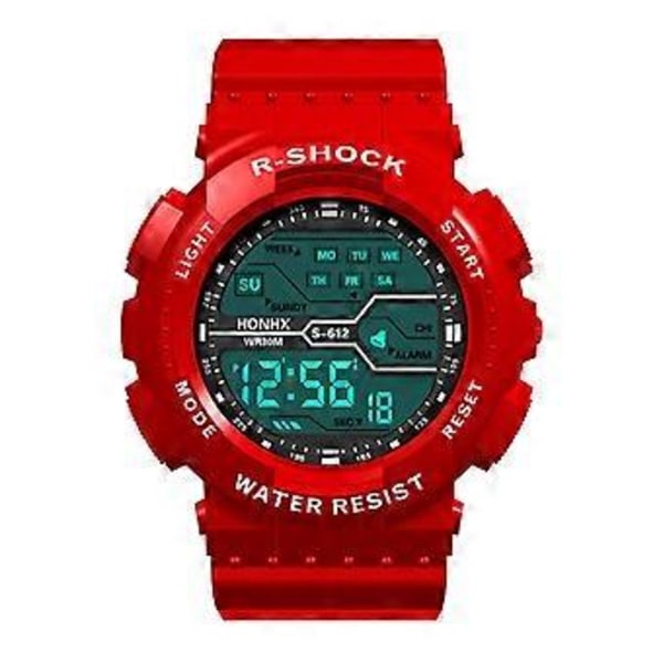 Mode LCD Digital Stoppur Datum Herr Sport Armbandsur - Trendig Herr Sportur med Digital Display WH