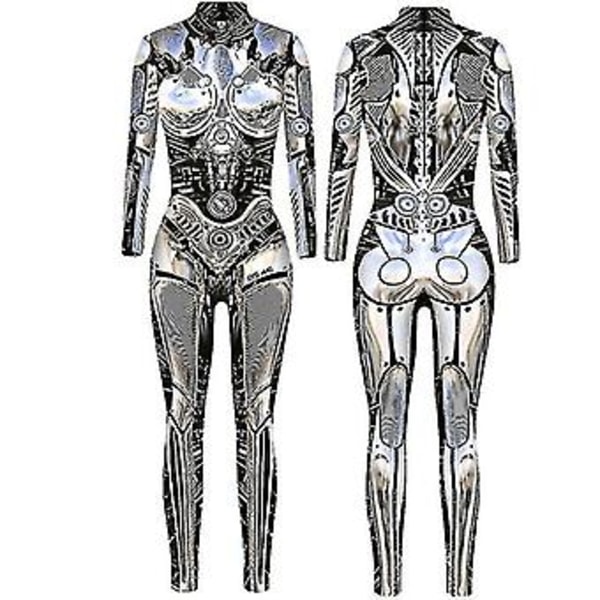 Robot Punk Jumpsuit Catsuit Kvinnors Kostymer Zentai Halloween Bodysuit V (L 9)