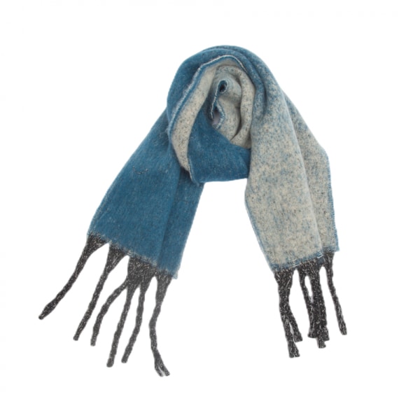 Gradient Färg Scarf, Dam Vinter Tjock Varm Tassel Scarf, Blå