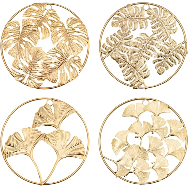 4 PCS Round Wall Ornaments Easy Installation Great Metal Gold Wal