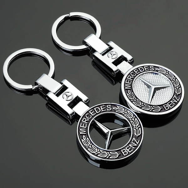 2-pakks 3D bil-logo nøkkelring metall krom bil nøkkelring erstatning