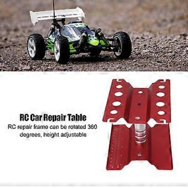 RC Bil Arbejdsstander Aluminium Reparationsarbejdsstation Model Reparationsbord Med Nøjagtig Skala 360 Graders Rotation Rød