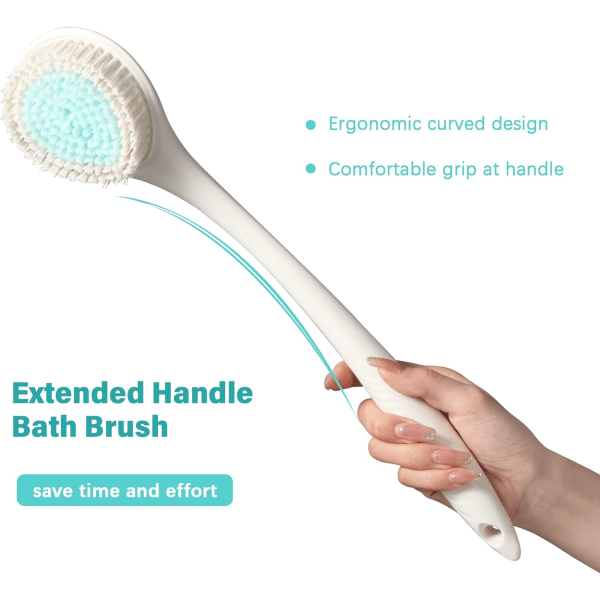 Långhandtag badborste för ryggborstning, rengör huden och exfolierar