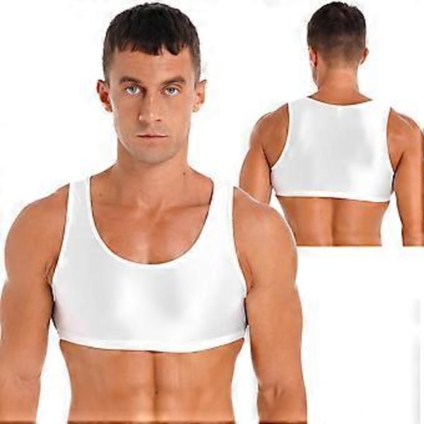 Ærmeløs Muskel T-shirt til Mænd Basic Tank Crop Tops Fitness Gym Sports Vest Toppe (M hvid)
