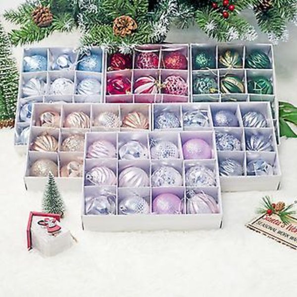 12 st/set Nyårsjulgranskulor Julgransdekorationer Hängande Ornament (Grön (12 st))