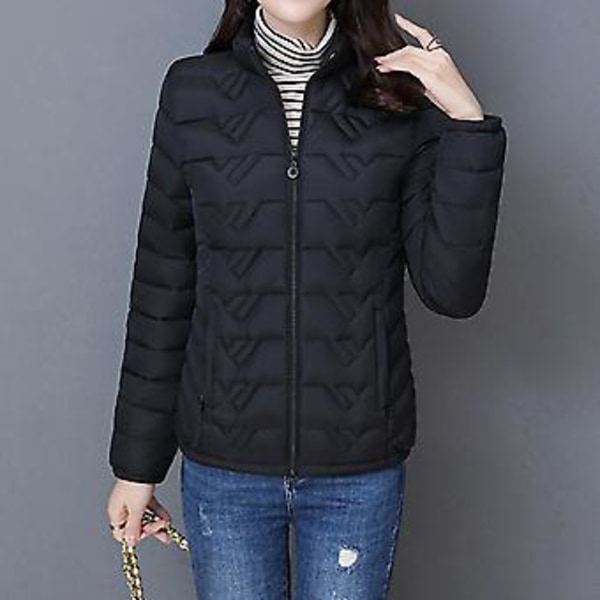 Vinterjakke for kvinner, pakkbar og varm, bærbar yttertøy, bomullsforet jakke for hjem, date, fest og shopping (2XL Blå)