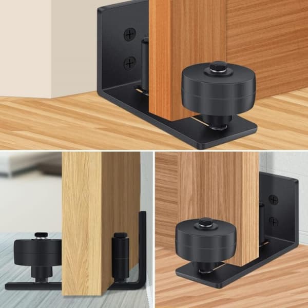 2PCS Svart Gulvguide, Låvedør Gulvguide, Justerbar Rulle Fl