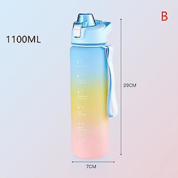 1100ml Moteflaske Farge Stor Kapasitet Sportsplastflasker Ny (Blå)