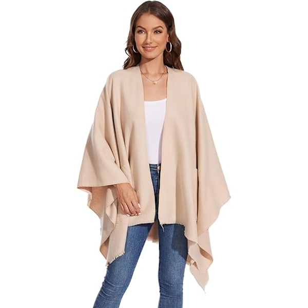 Elegant Sjal med Öppen Framkant, Mjuk Poncho för Kvinnor, Lämplig för Vår, Höst och Vinter