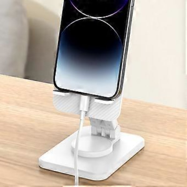360-graders roterende mobiltelefon tablet stander desktop bærbar og foldbar (hvid)