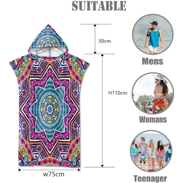 Surf Poncho Handduk, 3D-tryckt Poncho Mikrofiber Snabbtorkande Tyg