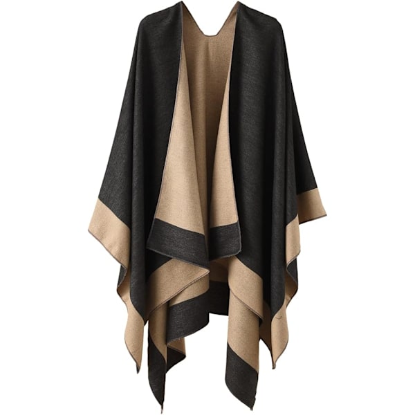 Elegant Sjal med Öppen Framkant, Mjuk Poncho för Kvinnor, Lämplig för Vår, Höst och Vinter