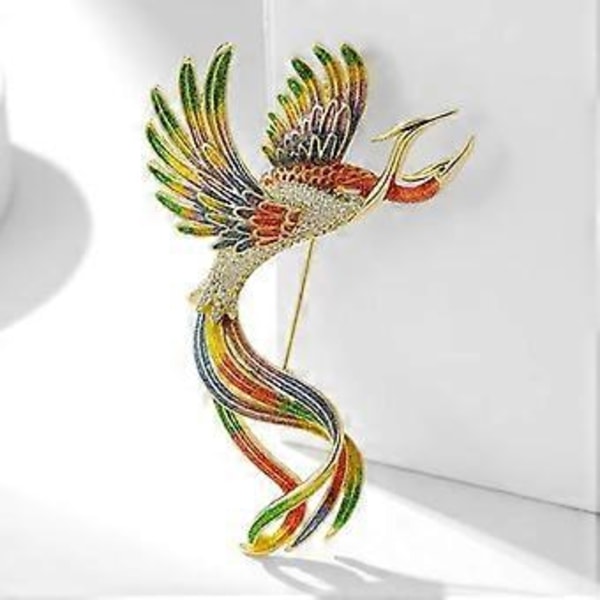 Lentävä kaksipäinen liukuvärjätty Phoenix-lintu rintaneula, kristalliemalinen riikinkukko-rintamerkki, korsetti, rintakoru