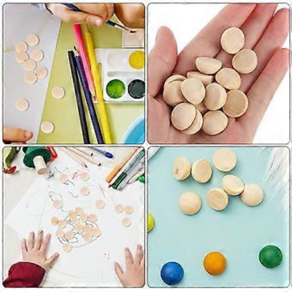 24 st Obehandlade Träpärlor DIY Hantverksmaterial Halva Träpärlor För Hantverk