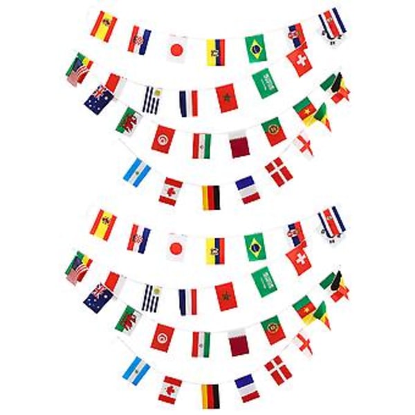 2 stk. Fans Bunting Flag Banner Fodboldkamp Snoreflag Fodboldtema Festtilbehør