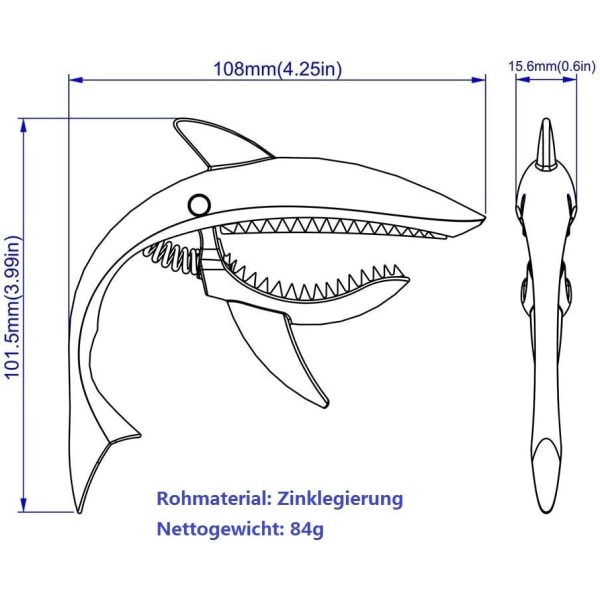 Sinkkiseoskitara Capo Shark Capo akustiselle ja sähkökitaralle