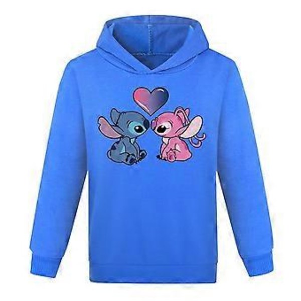 7-14 År Børn Lilo og Stitch Hoodies Topper Drenge Piger Langærmet Jumper Hooded Trøje (11-12 År Mørkeblå)