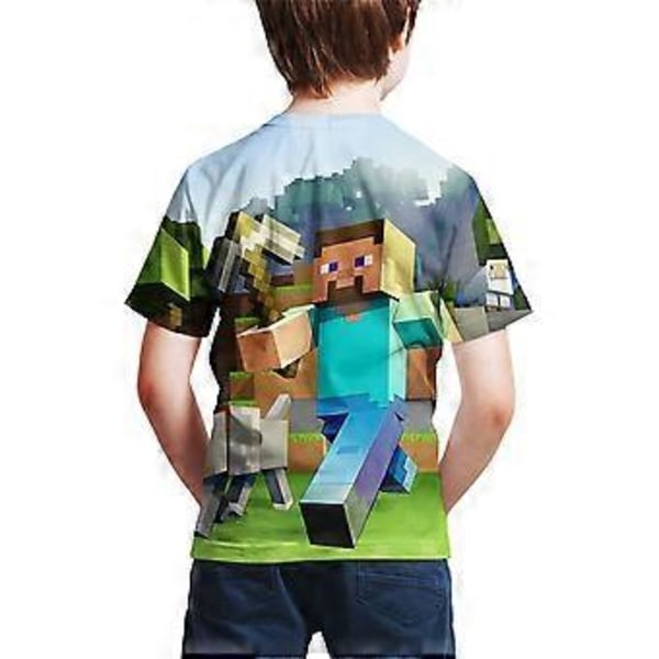 Minecraft Peli Kesä T-paita Lapsille Lyhythihainen Casual Tee Paita 3D Painettu Pyöreäkaulainen Yläosa 6-14 Vuotta (13-14 Vuotta C)