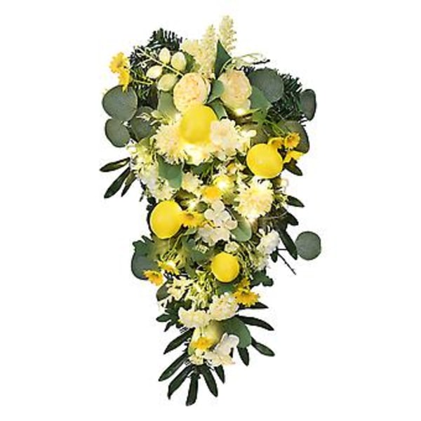 Sitron-Tårekrans for vårlig hjemmedekor, bryllup, kontor, 50 cm, flerfarget ( )