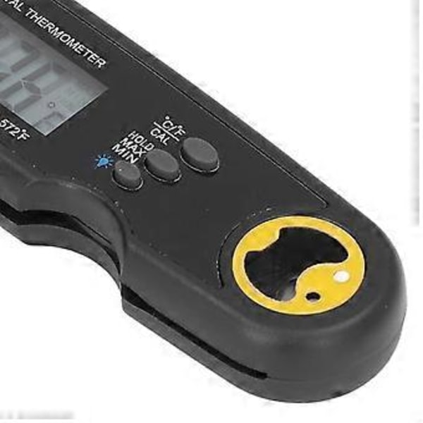 Fødevaretermometer Foldbart Vandtæt Elektrisk Kødtermometer Probe Hurtig Temperaturmåling til Grill Madlavning Sort
