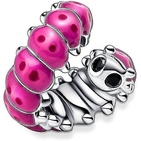 silver Cute Curled Caterpillar Charm Pendant Sterling Silver Char