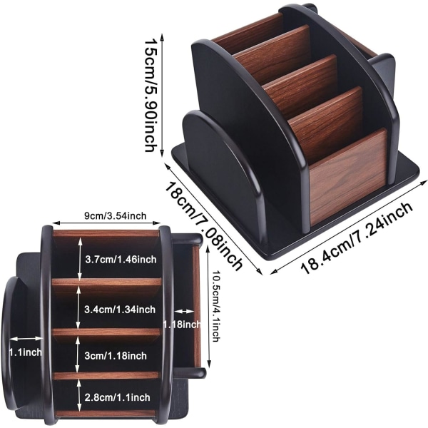 Skrivebordsopbevaringsbokse, roterende penneholder i træ, kontorartikler