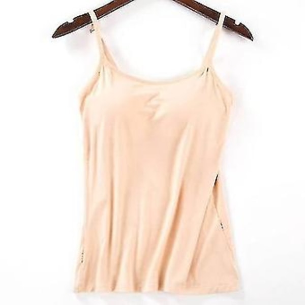 Dam Vadderad Mjuk Casual BH Linne Topp Dam Spaghetti Cami Topp Väst Kvinnlig Camisole Med Inbyggd BH Bästa Gåvan (L Aprikos)