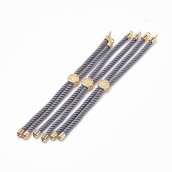 5 st Nylon Twisted Cord Armband Tillverkning Glidande Armband Tillverkning Med Mässingbeslag För Smyckestillverkning Dekorationstillbehör (Mörkgrå)