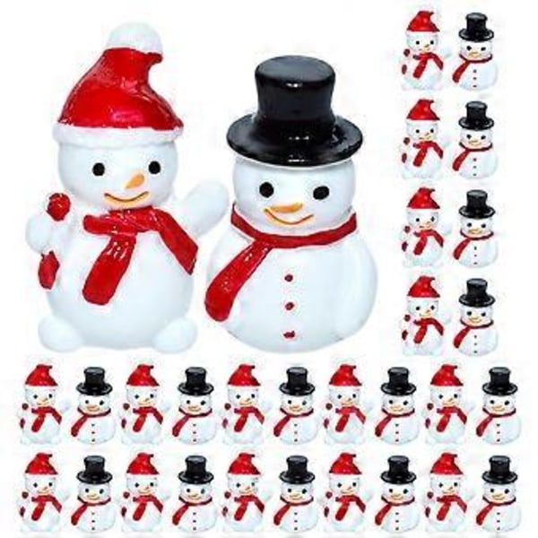 40 stk Miniatyr Snømann Figur Dekorasjon Jul Snømann Statue Bord Snømann Dekor