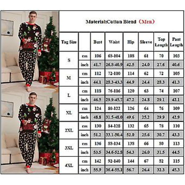 Julpyjamas för familjen - matchande pyjamas för pappa, mamma, dotter och son - tryckt nattkläder, semesterkläder, julpyjamas, pyjamasset (XL pappa)
