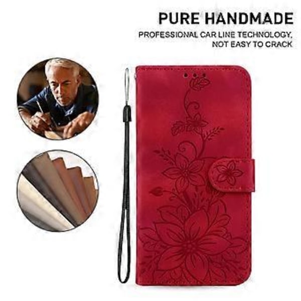 Til Sony Xperia 1 V Wallet Stand Telefon Cover Præget Lily Blomst Stødsikkert PU Læder Cover (Style F)