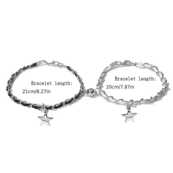 1 par matchende magnetiske armbånd stjerneformet anheng justerbar H