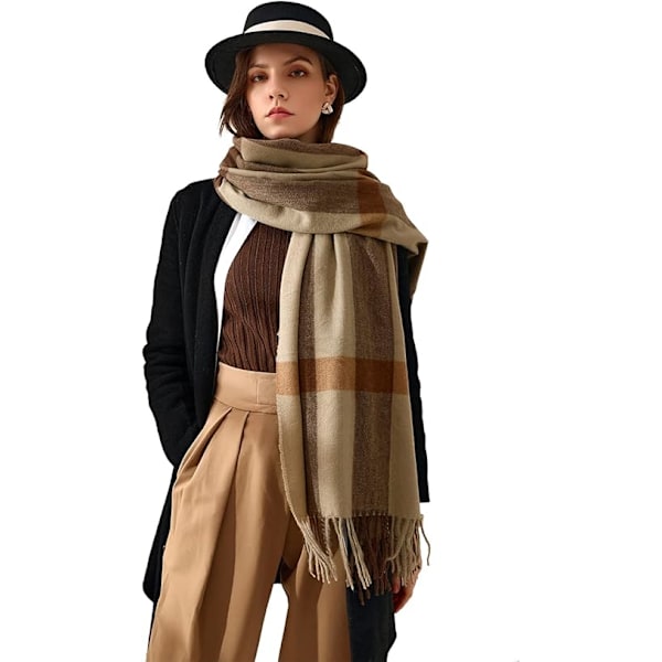 1 st. Brun Sjal Kvinna Elegant Kashmir Pashmina Sjal För Höst