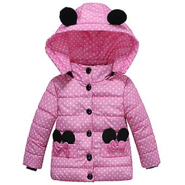 Fleeceforet Pufjakke med Hætte til Piger 2-5 År Polka Dot (2-3 År Pink)