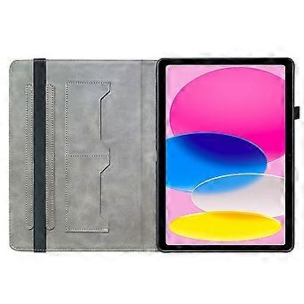 Til iPad (2025) / 10.9 (2022) Læder Etui Mønster Printet Stand Tablet Cover med Kort Slots (Sort Orkide)