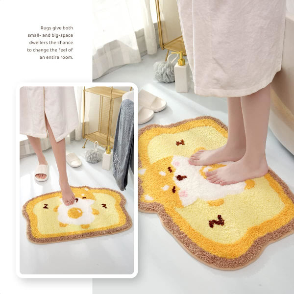 Söpö kylpymatto Toast, pehmeä ja imukykyinen mikrokuitu kylpymatto, liukumaton pörröinen suihkumatto, konepesu kuivaus, pehmeä Sho