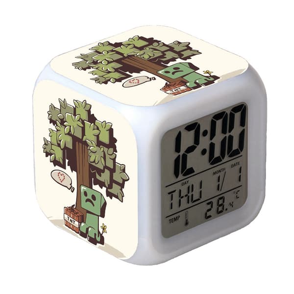 Digital Multifunktionell Väckarklocka Minecraft Väckarklocka LED-Edition