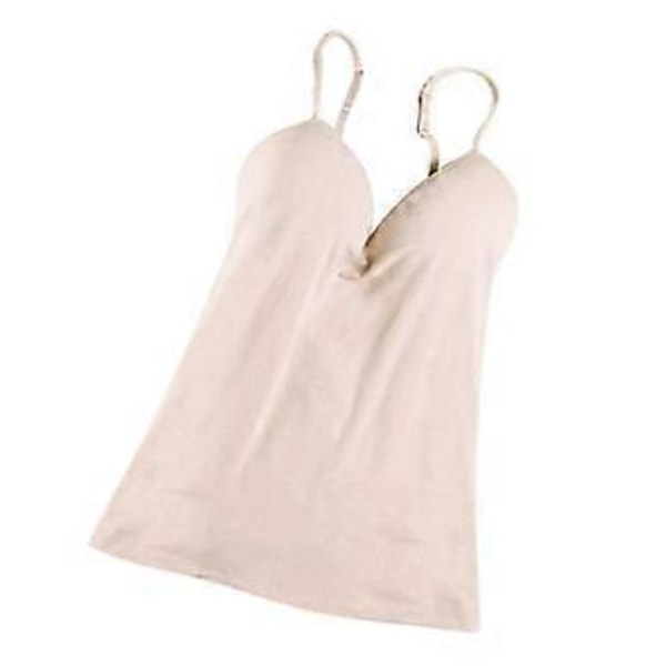 Dame Sexy Justerbar Stropp Innebygd BH Tanktopper Camisole Hvit (Hudfarge)