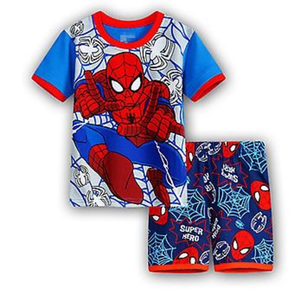 2-8 År Børn Marvel Superhelt T-shirt Shorts Sæt Nattøj Gaver (2-3 År Spiderman A)