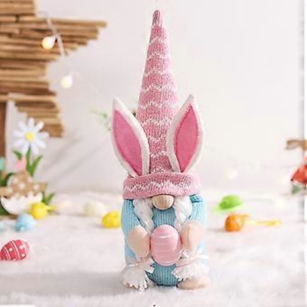 Påskdvärgdocka Dekoration Tomte Kanin Ornament Kanin Docka för Vårgåva (C)