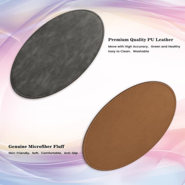 Musematte, rund musematte, PU-musematte, musematte i skinn med sydde kanter, mikrofiberbase med sklisikker vanntett, Mo