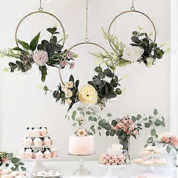 Elegant Eukalyptusblad Krans, Samma Som Äkta Blomestetik för Inomhus- och Utomhusdekoration, Metallhängande Blomsterbåge Säkerställer Hållbarhet, Idealisk för