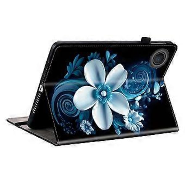 Læderetui med mønster og stander til Lenovo Tab TB311FU tablet med kortlommer (Sort orkidé)