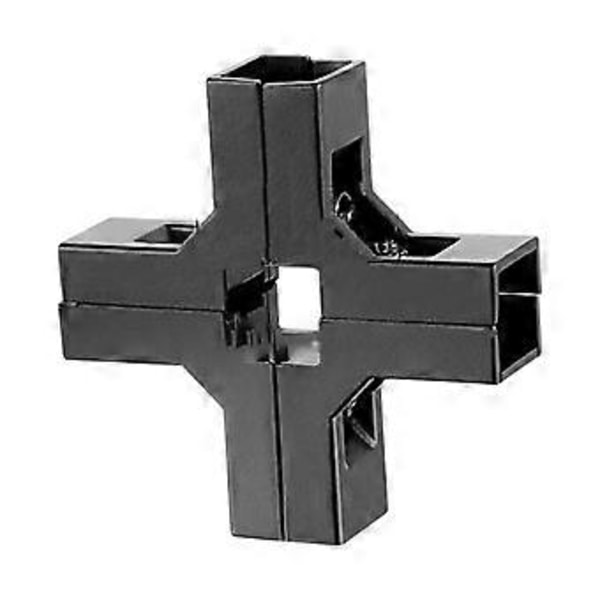 Liitin 25mmx25mm neliöputkelle, Pergola-kuistin kaiteisiin, Helppo asennus, Pultit mukana, Alumiiniseos (Musta Ristin muoto)