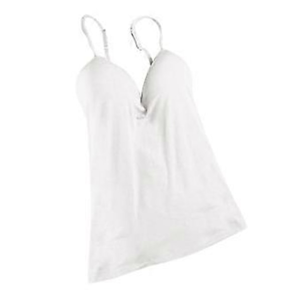 Dame Sexy Justerbar Stropp Innebygd BH Tanktopper Camisole M Hvit (Hvit)