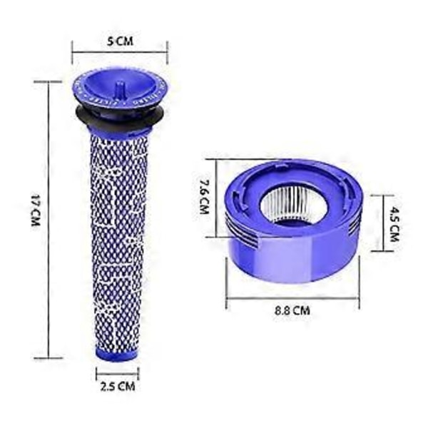 4-pak Filterudskiftning til V7, V8 Animal og V8 Absolute Ledningsfri Støvsuger HEPA Filter Udskiftning [jkw] ( )