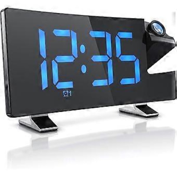 Projektionsväckarklockradio med 2 Alarm, FM-radio, Uppfällbar Projektion, Automatisk Dimmer, 15 Minneskanaler, 3 Ljusstyrkenivåer