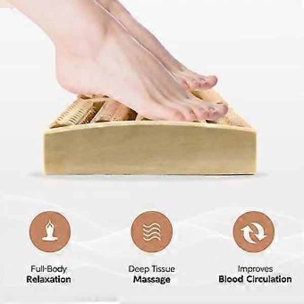 Simivol Sauna Tilbehør, Dobbelt Fodmassagerulle, Stresslindring og Afslapning af Fodmuskler, Stresslindring, Træ (Stor)